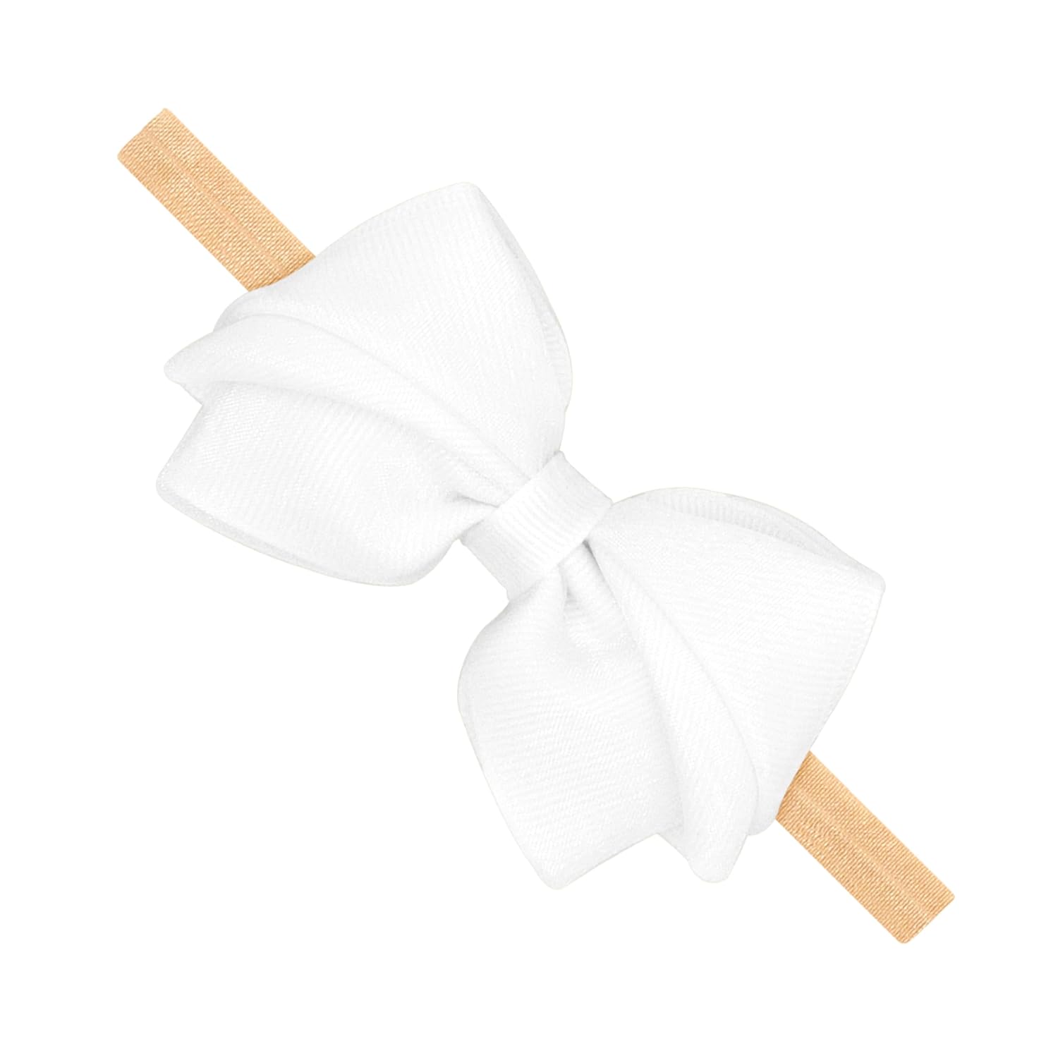 Wee Ones Toddler Fancy Pleated Organza Overlay Hair Bow on Elastic Baby Headband, Toddler, White