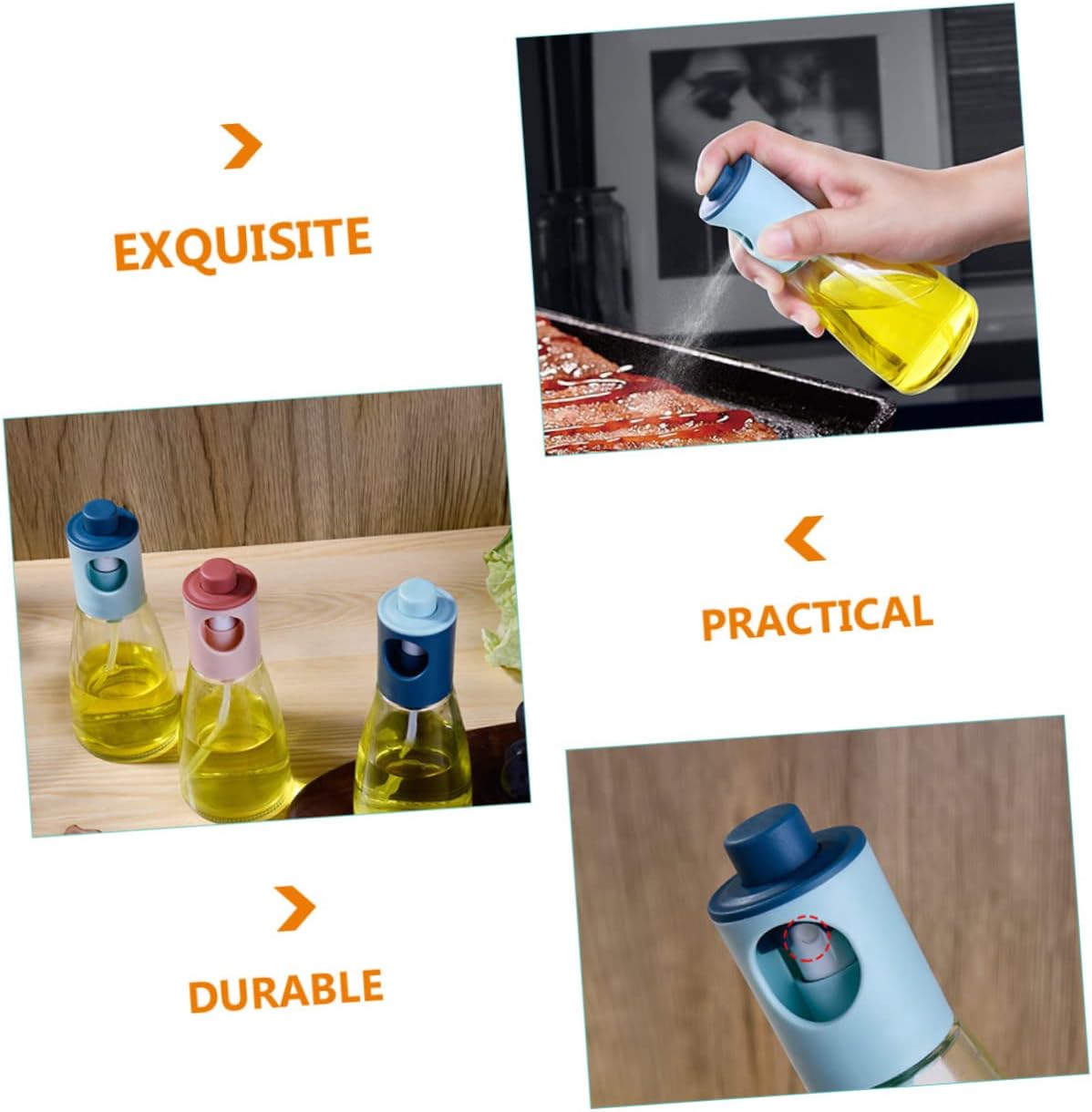 2Pcs Oil Sprayer Glass Bottles Press Type Kitchen Oil Atomizer for Vinegar Soy Sauce Barbecue Marinade Cooking Seasoning Control
