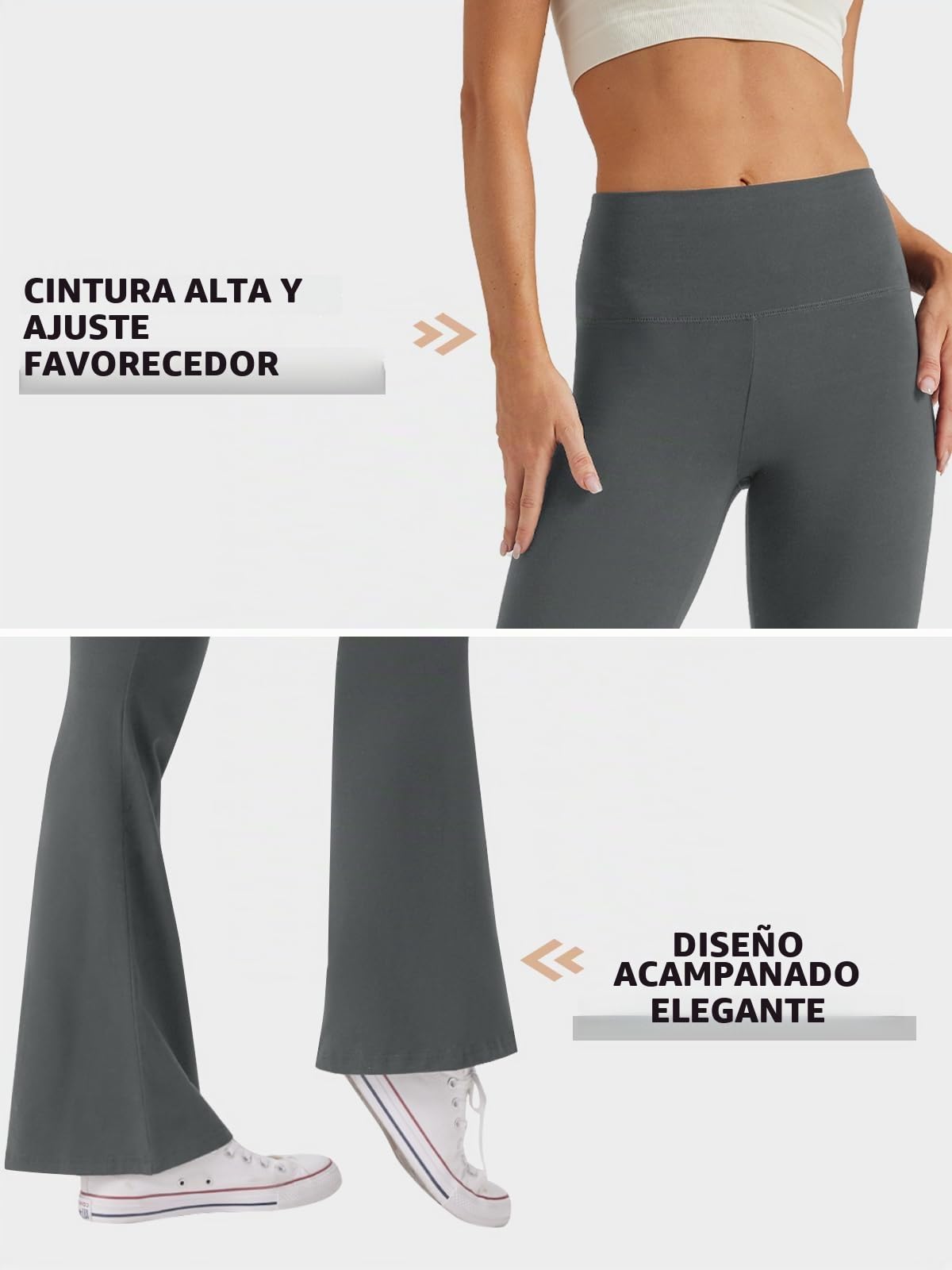 Glacspyg Pantalones de Yoga Pantalones de Campana de Cintura Alta para Mujeres Entrenamiento Abdominal Pantalones de Carrera Casuales Elásticos