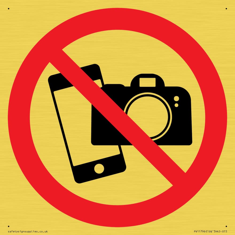 P932 Prohibition: No filming or photography Sign - 150x150mm - S15