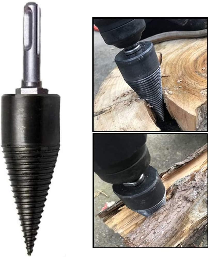 3pcs Wood Splitting Drill Bit,Firewood Log Splitter Drill Bit, Heavy Duty Drill Screw Cone Driver-Log Splitter Screw Cone Kindling Firewood Splitter for Household electric drill