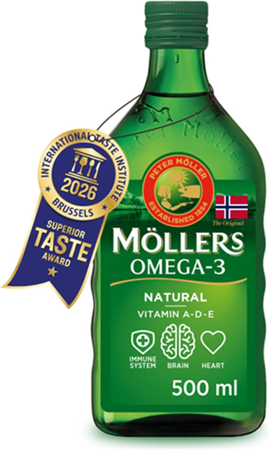 Moller’s ® | Aceite de hígado de bacalao | Complemento dietético con omega-3 EPA, DHA y vitaminas A, D y E | Sabor Neutro | 500 ml