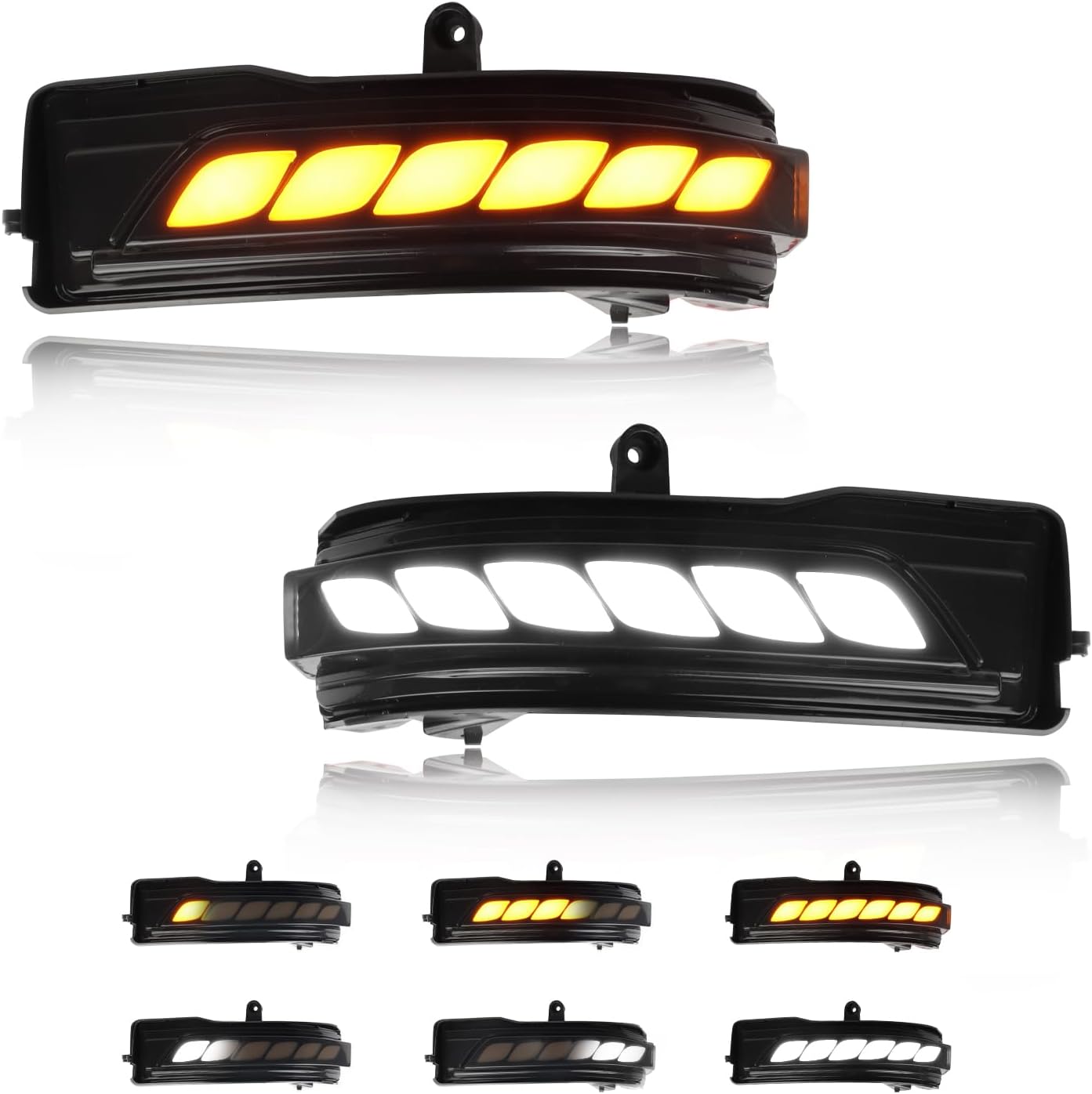 LED Sequential Switchback Side Mirror Marker Lights for Dodge Ram 1500 2019-2024 Blinker Indicator, [Newly Modern Upgrade] Smoked Lens White Daytime Running Light, Amber Turn Signal Light, 2PCS