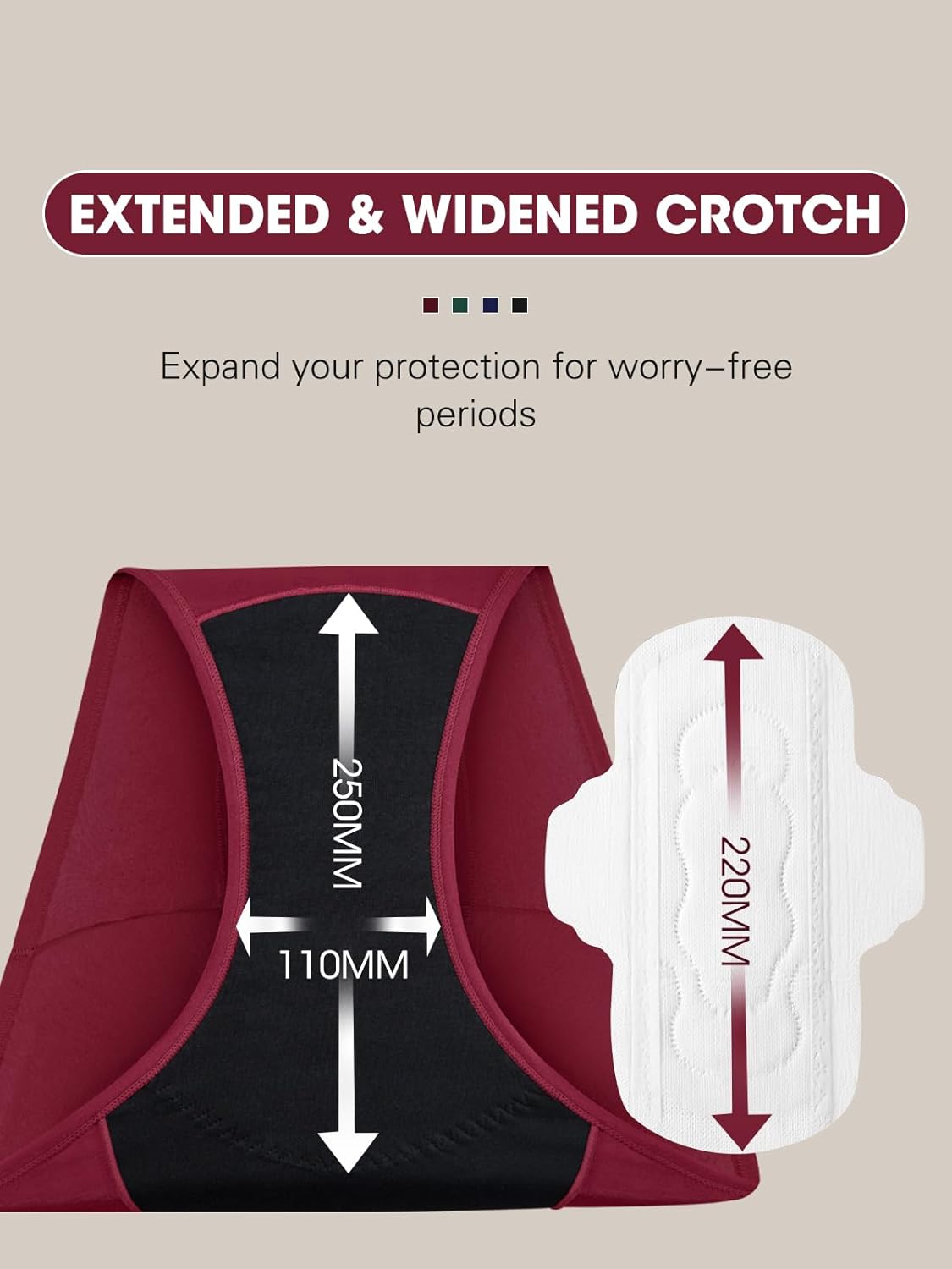 ACEJUNE Period Cotton Underwear for Women: Leak-Proof Menstrual Comfort Panties for Teens and Postpartum 4 Pack - Image 3