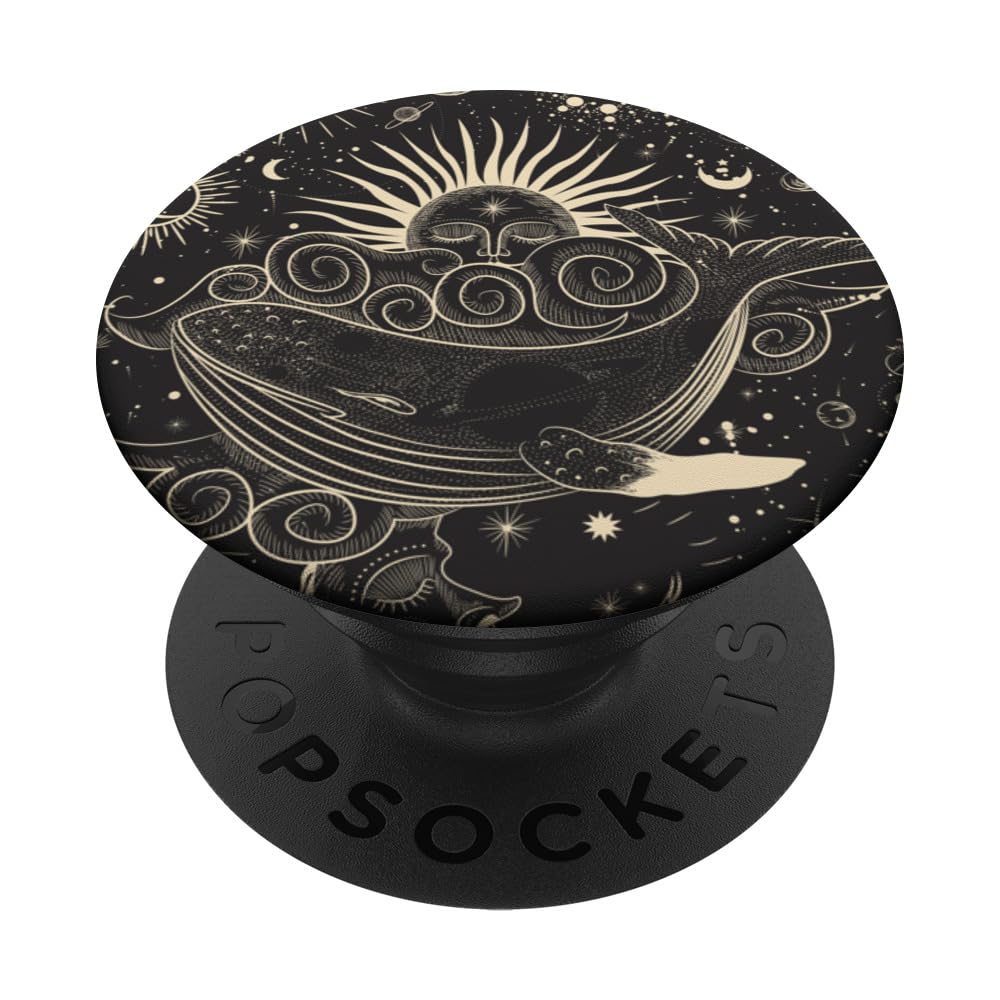 Whale Merch Mystischer Wal PopSocket – Mit Wolken-Motiv, Klebender PopGrip | Für Glatte Handyhüllen, Austauschbar