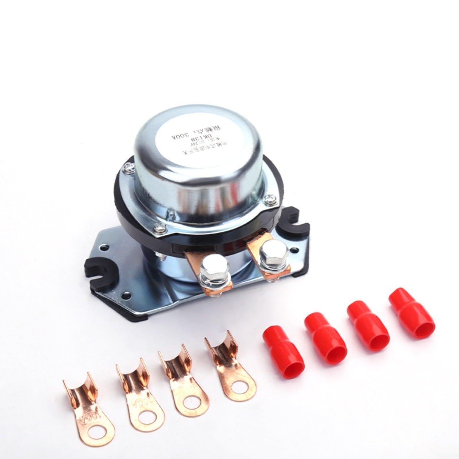 Relé de coche de alta corriente 100 A/300 A, interruptor principal 12 V/24 V para coche, contactos plateados, carcasa ignífuga, compacto 13,5 x 12,5 x 9 cm (300 A DC24 V)