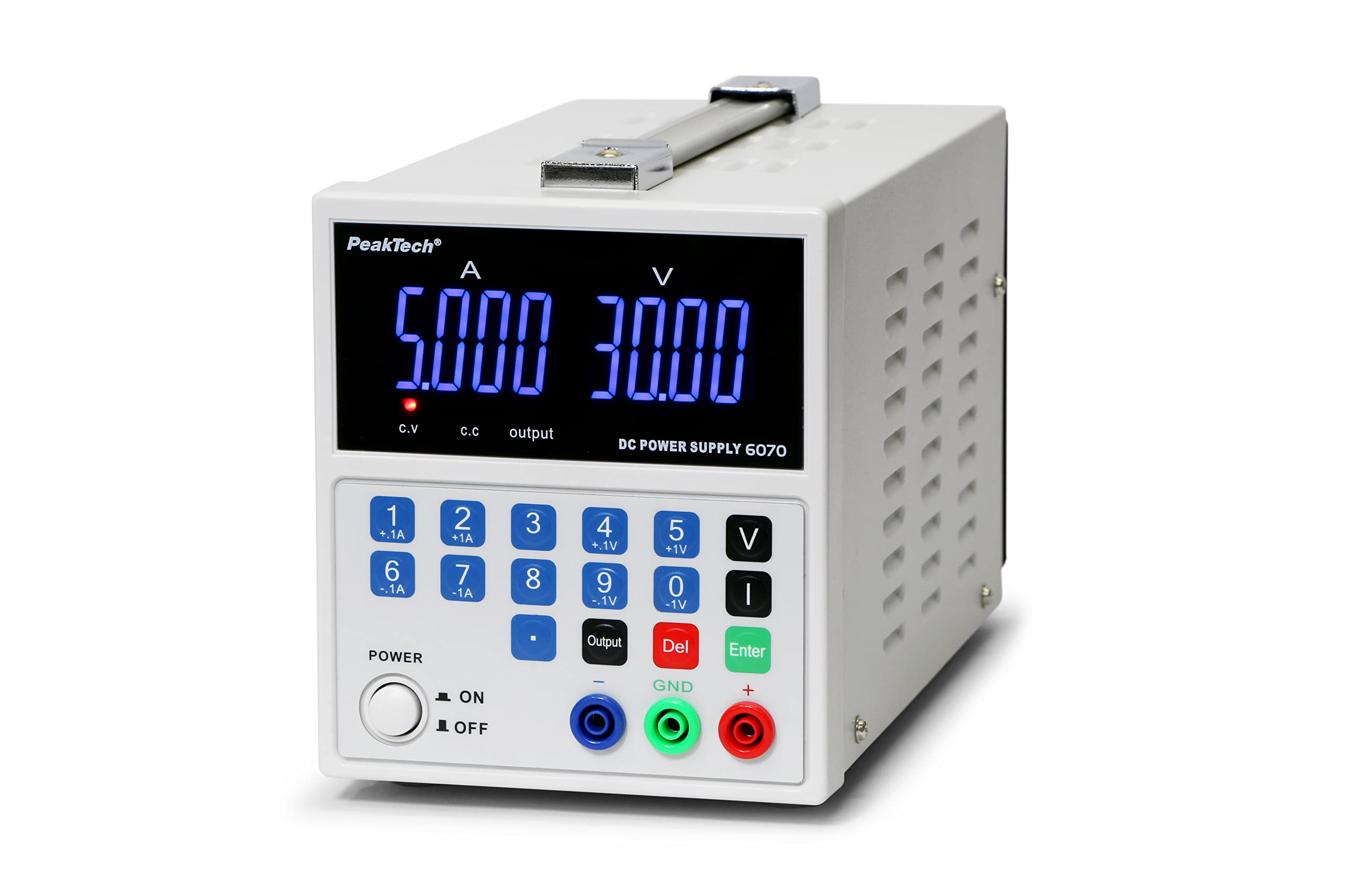 PeakTech 6070 - Alimentation de Laboratoire DC 0-30V / 0-5A, Alimentation Stabilisée à Découpage, Protection contre les Surcharges et les Courts-Circuits, Refroidissement Passif