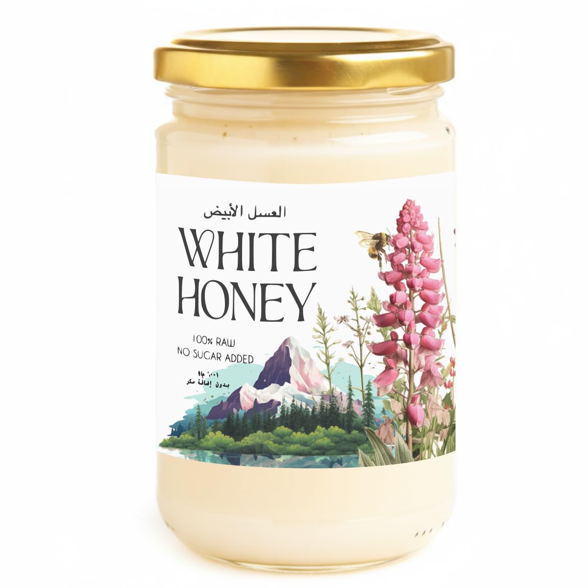 WORLD FOODYA فوديا 100% Pure, Raw Honey Jar No Sugar Added | Kyrgyzstan Honey Non-GMO | Daily Wellness Support 450g (15.87 Oz)