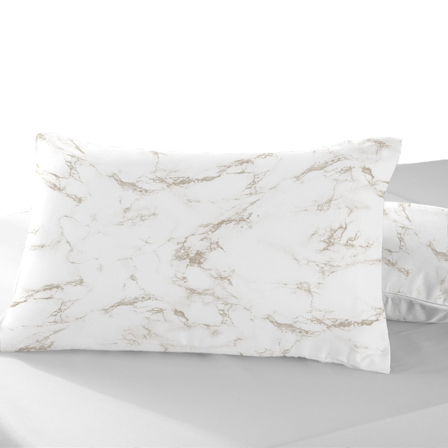 Pizuna Cotton Carrara Marble Taupe Printed Pillowcases 2 Pack 48x74, 400 Thread Count 100% Long Staple Cotton Pillow Cover, Sateen Standard Housewife PillowCase (Marble Printed Pillow Cases 2 Pack)