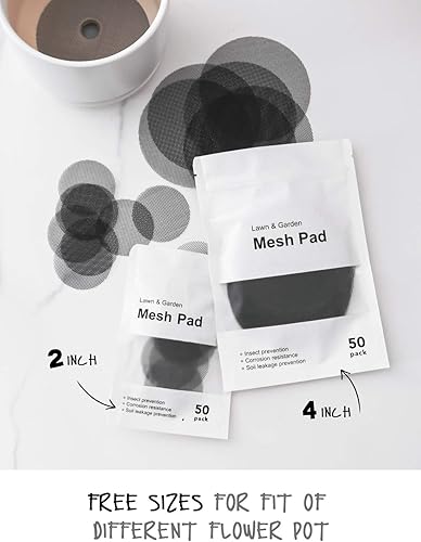 Vista 7 de LE TAUCI Almohadillas de malla para agujeros para macetas, cubiertas de drenaje redondas de 4 pulgadas, evitan la pérdida de suelo, duraderas