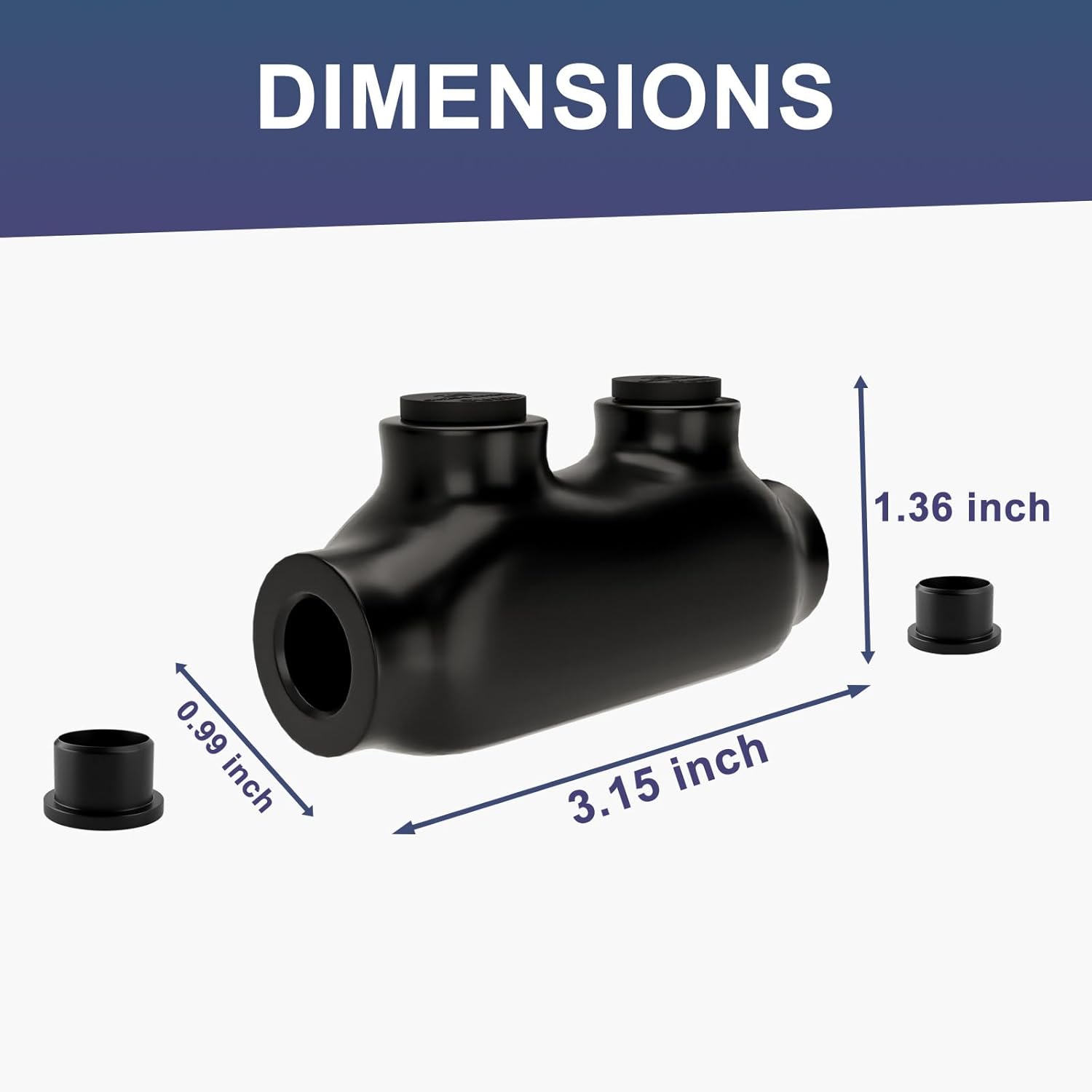 2 Port Insulated Wire Connectors Black Splice Connector 2/0-6 AWG Multi Cable Connector Dual Sided Entry Cable Splicers with Oxide Inhibitor UL Listed - 5 Pack