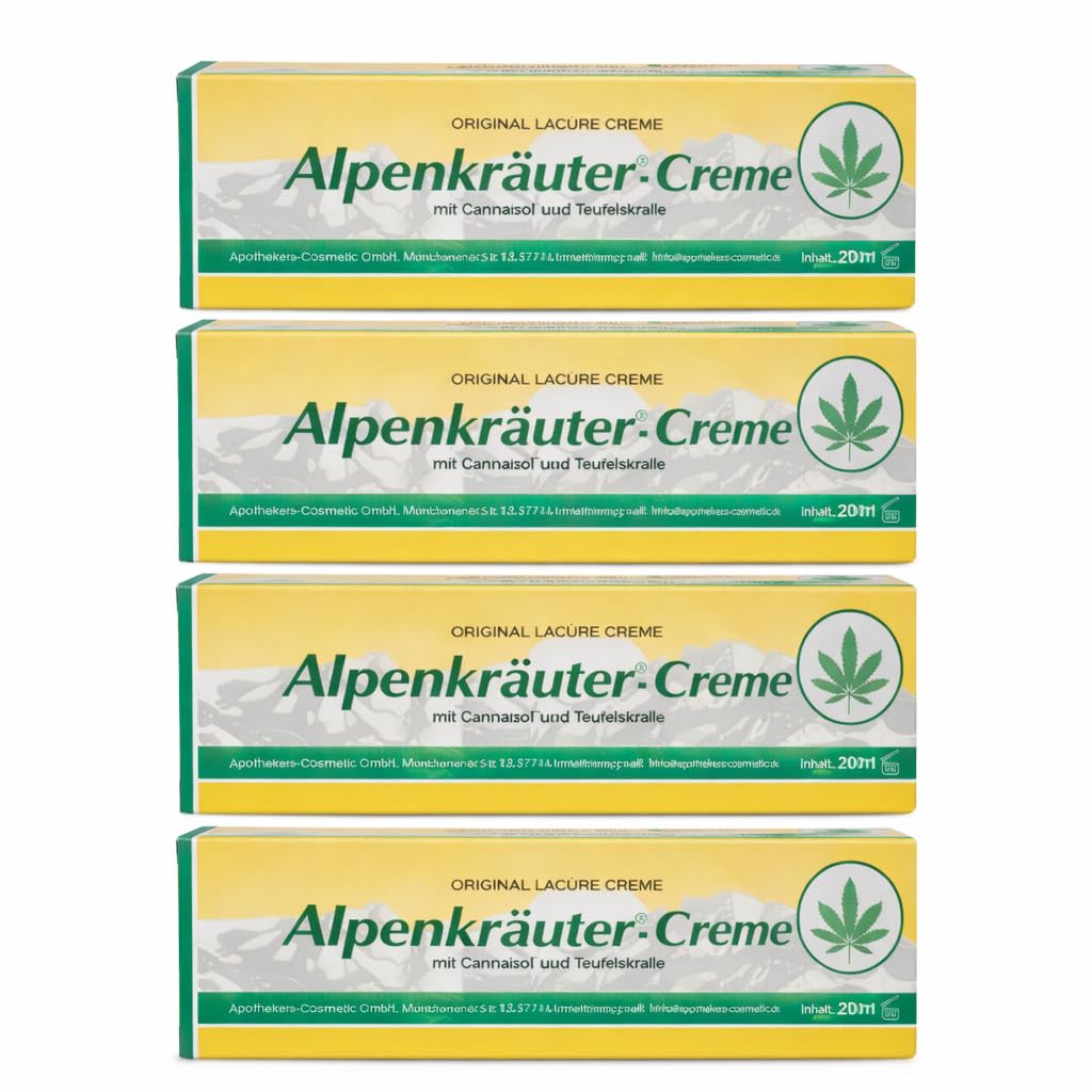 Crema Alpina Alpenkräuter Original Lacure 200 ml x 4 Unds – Crema Con Garra del Diablo – Cosmética Alemana para Masaje y Bienestar Alivio Del Dolor Muscular y Articulaciones