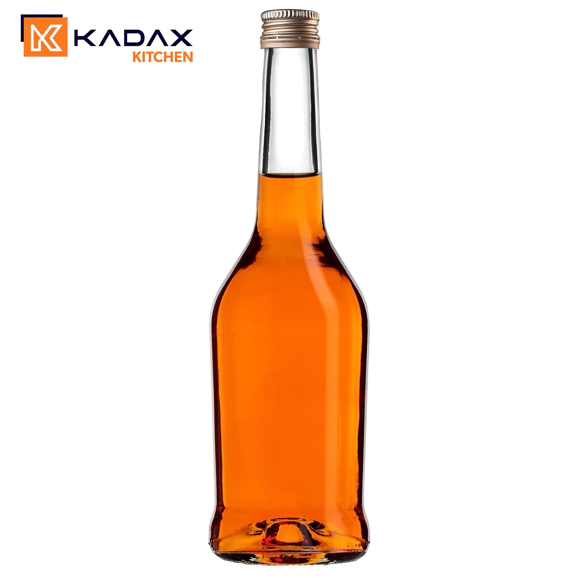KADAX Juego de 50 botellas de licor de 500 ml, botellas vacías para llenar aceite, vinagre, licor, vino y licor, botellas de cristal, botellas de licor, botellas de zumo (dorado)