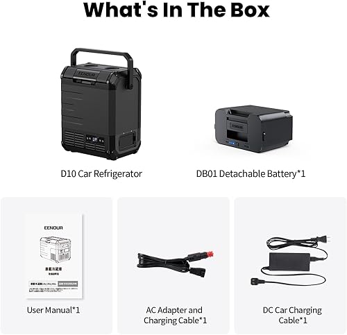 Miniatura 9 de EENOUR Refrigerador de coche D10 de 12 voltios, congelador portátil de 10.6 cuartos de galón10 L, enfriador eléctrico de compresor, -4  50 , 1224 V