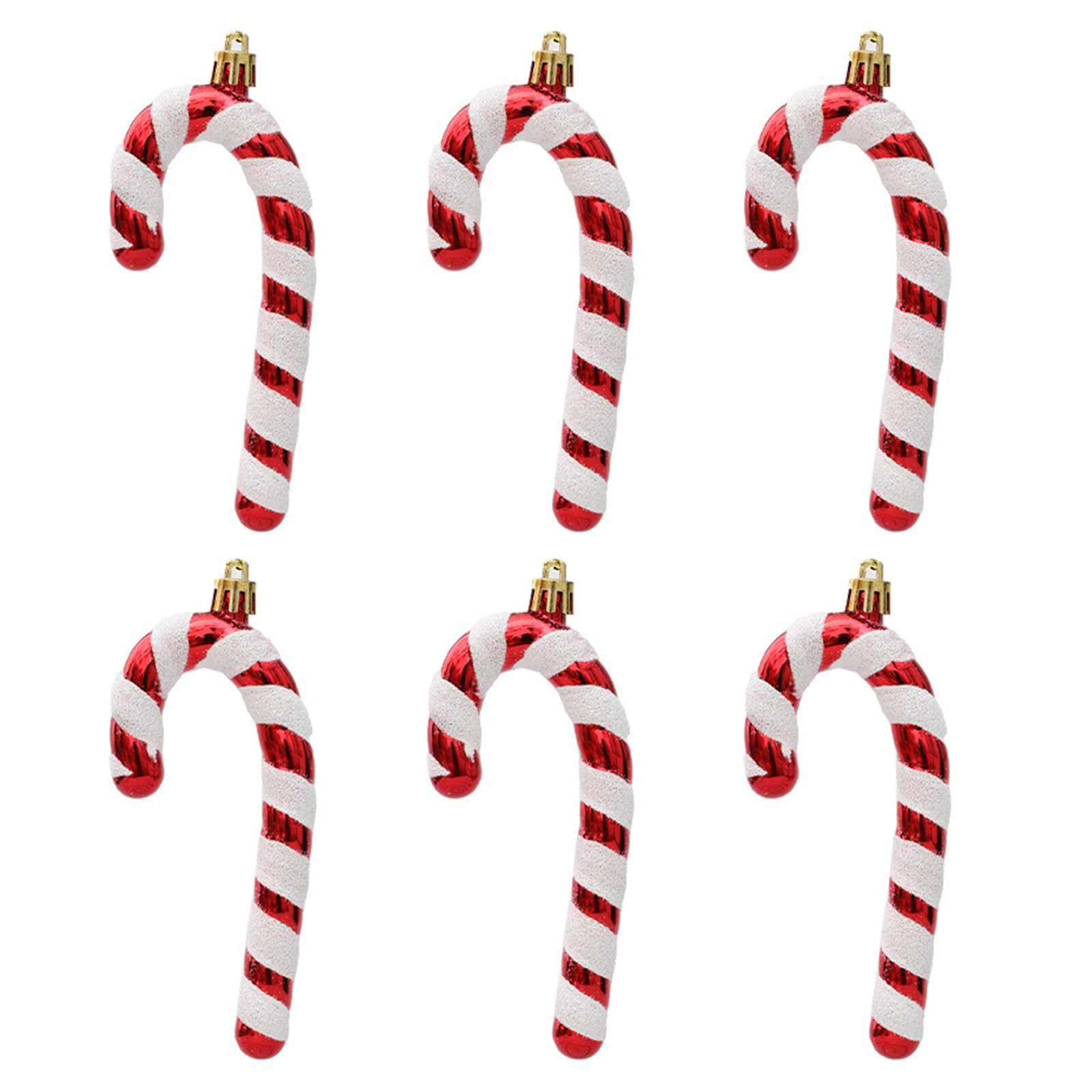 Buxuaaaa 6Pcs Glitter Candy Cane Christmas Tree Decoration Hanging Candy Cane Pendant Ornaments for Holiday Parties Festive Decor