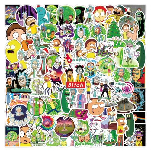 Yangsiw 100 Pegatinas de Vinilo de Rick and Morty, Resistentes al Agua, para monopatín, portátil, Maleta, Moto, Coche, Bicicleta, Ordenador, Regalo para Adolescentes y Adultos