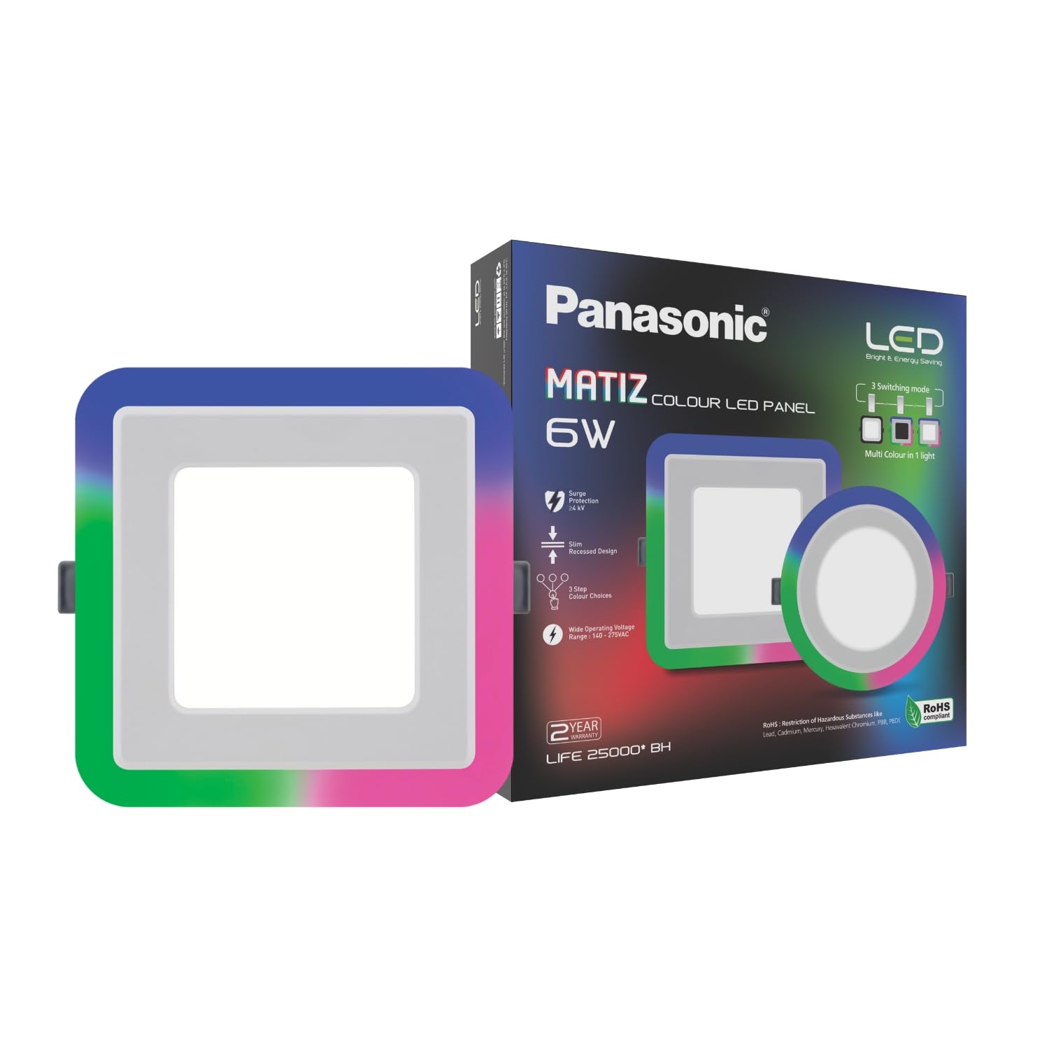 Panasonic Matiz 6W LED Panel Light, Square Dual Color 6W Cool