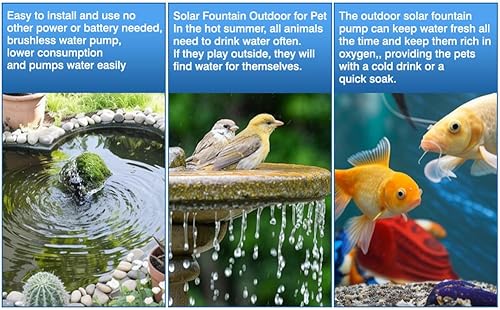 Miniatura 5 de Riloer Bomba de estanque solar, 7 V, 1,4 W, 180 LH, panel solar, bomba de agua, jardín, piscina, estanque, fuente de acuario, sin escobillas,