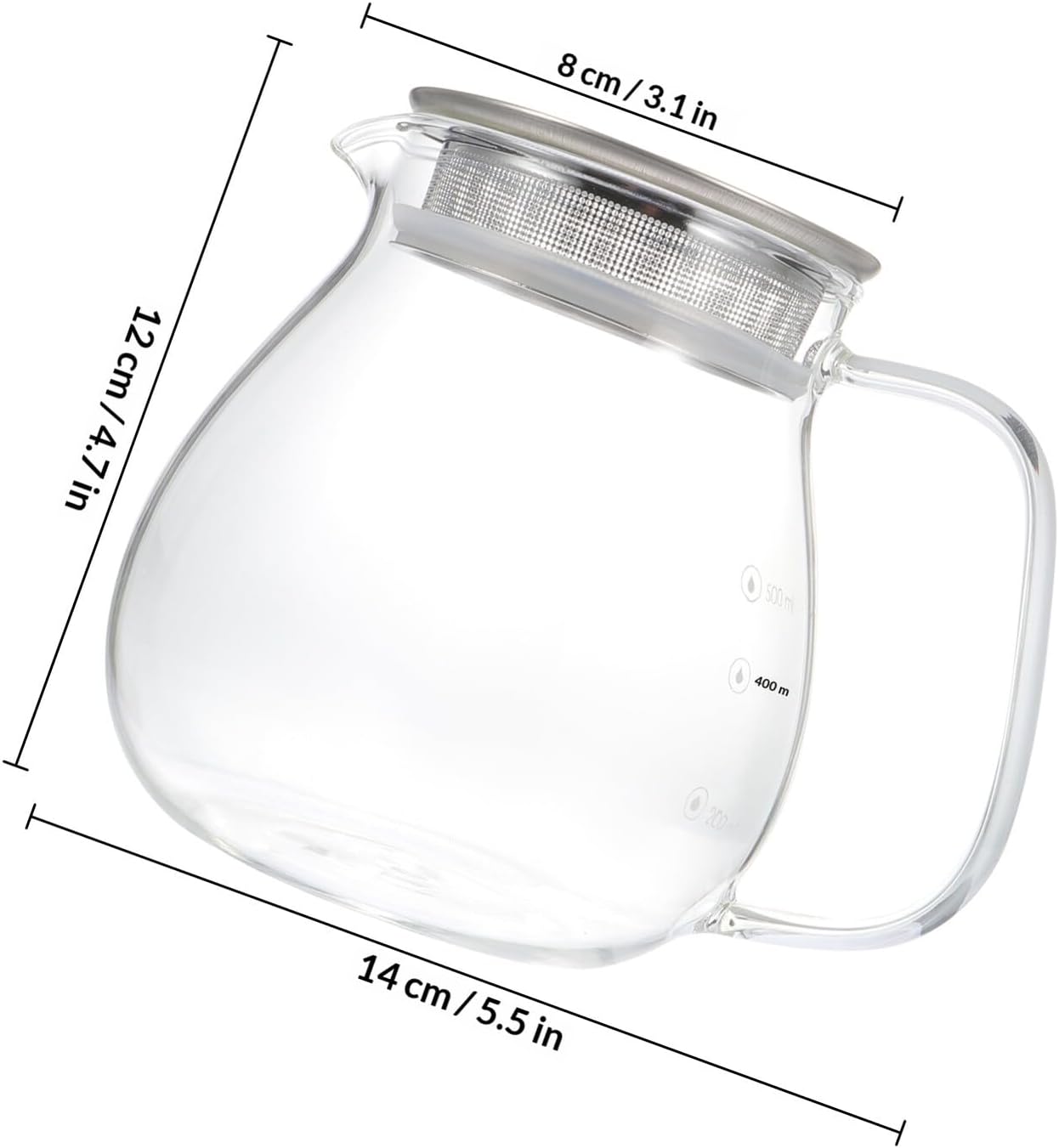 Glass Stainless Steel Coffee Server with Lid 500ml Manual Pour