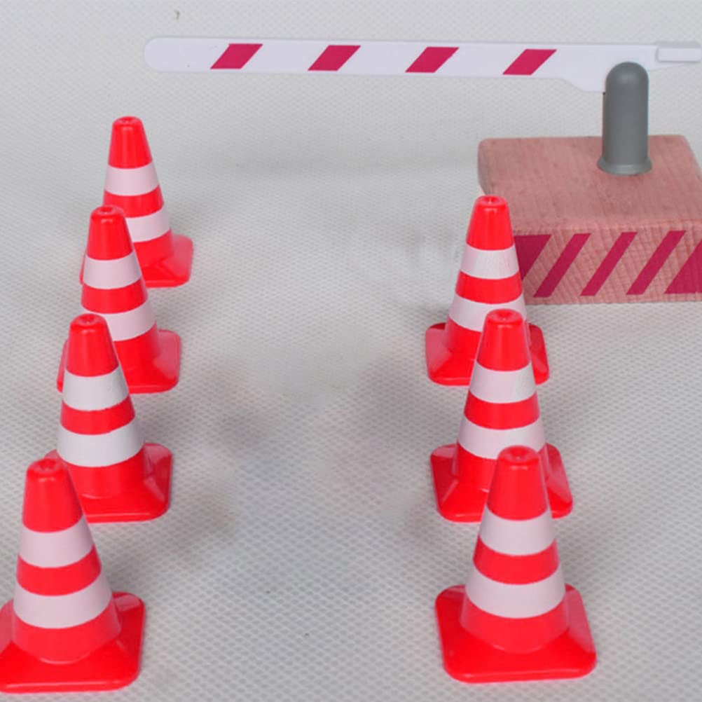 36 Stücke Stangen Verkehrsschilder Kinder Zäune Warnschilder Kinder Mini Pylonen Verkehrszeichen Spielzeug Mini Zaun DIY Straßensperre Spielzeug für Lernspielzeug