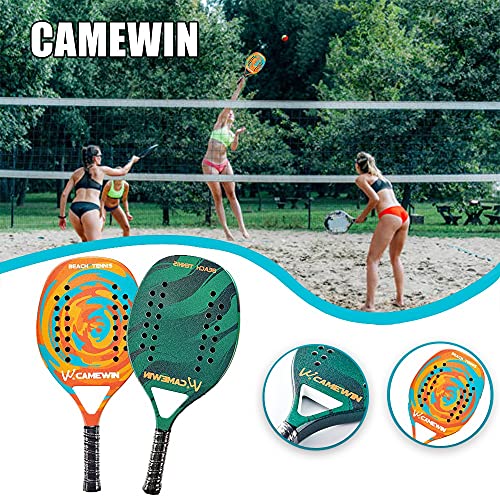 Raquete de tênis de praia de fibra de carbono, raquete de tênis unissex com núcleo em EVA suave, raq