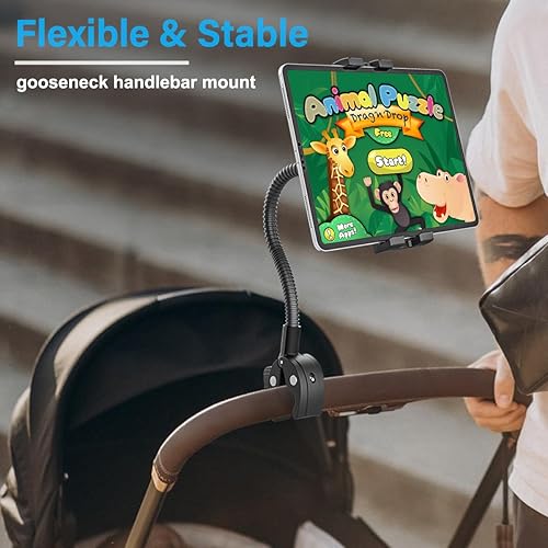 Miniatura 2 de Soporte para silla de ruedas, barco, bicicleta, soporte para tableta, cuello de cisne brazo de aluminio flexible Manillar para tableta, barra de