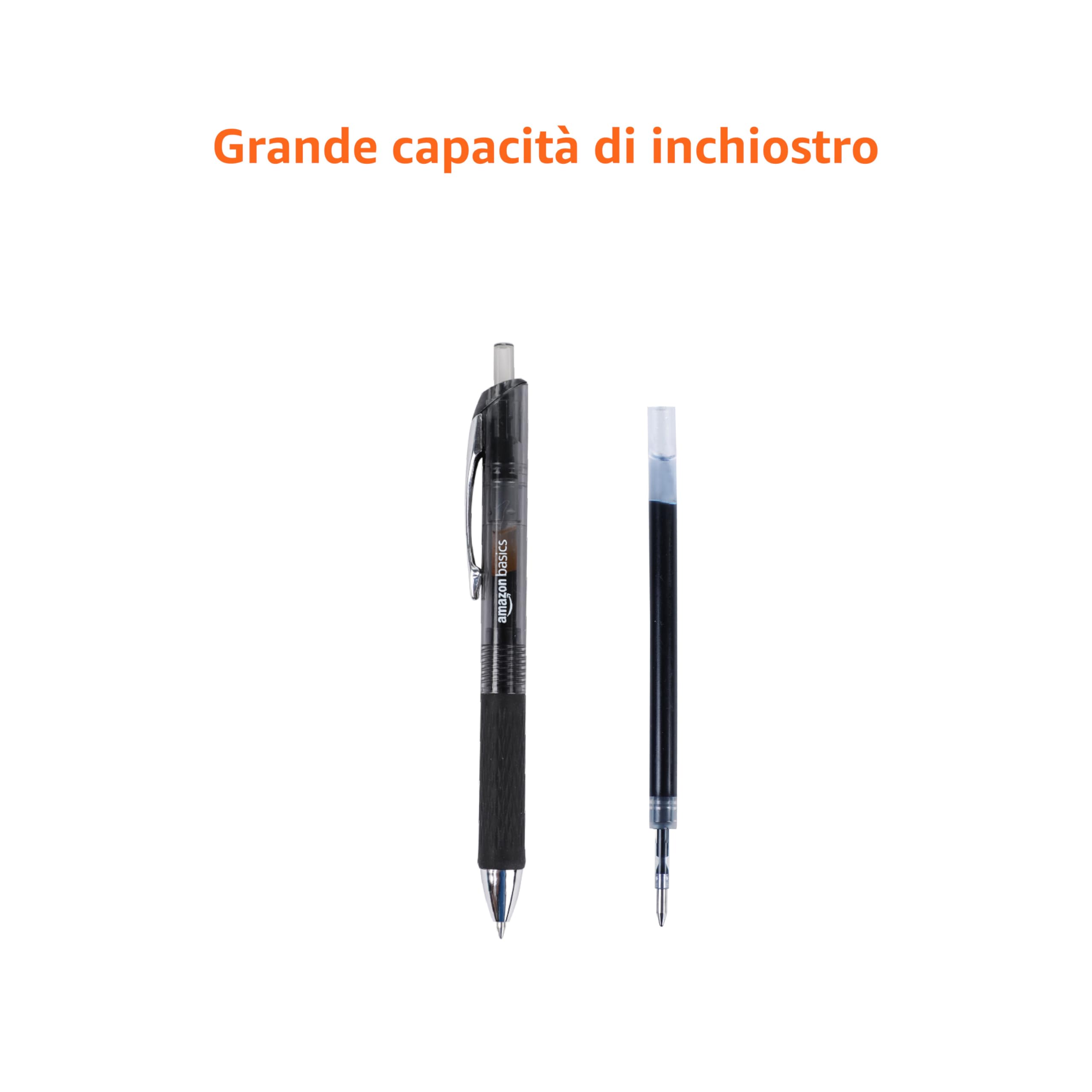 Amazon Basics Gel Pens Fine Point Smooth Writing Pens, Retractable, Black, 0.7mm, 12 Pack