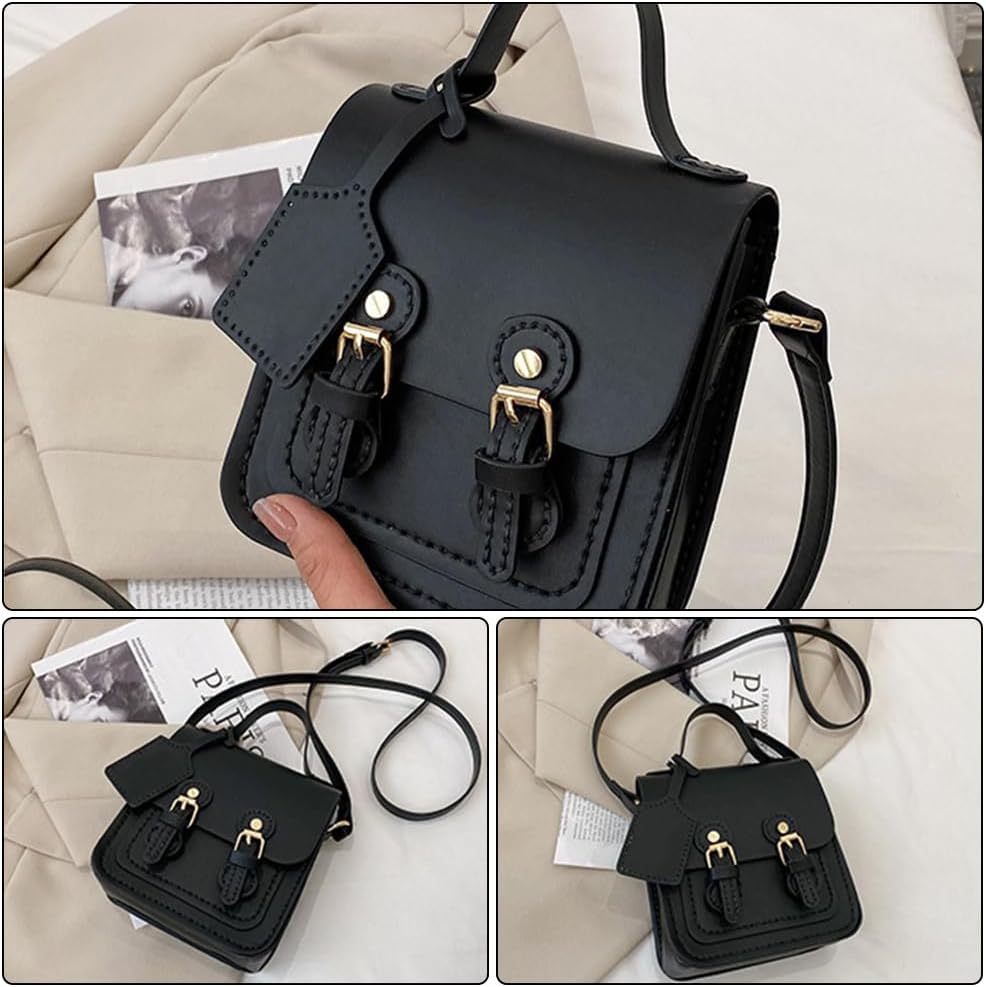 WADORN DIY Leather Shoulder Bag Making Kit, PU Leather Crossbody Bag Sewing Pattern Materials Craft Kit Handicraft Women Messenger Bag Purse Making Supplies Personalized Gift, Black
