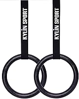 KYLIN SPORT Wooden Gymnastic Rings with Adjustable Straps - 1000lbs Heavy Duty for Pull-Ups, Dips, CrossFit, Home Gym Workouts