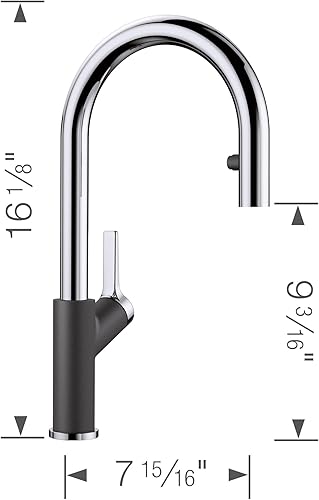 Vista 12 de BLANCO 526395 Urbena - Grifo de cocina, 1,5 GPM, Cinder/Chrome