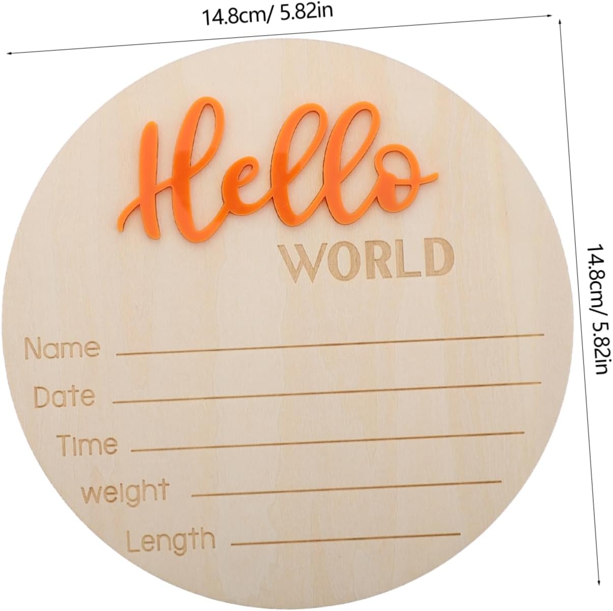 BESPORTBLE 4Pcs Announcement Board Elegant Wooden Disc Name Cards for Newborns Orange Birth Announcement Signs for Showers and Photo Props Durable and Sophisticated Design