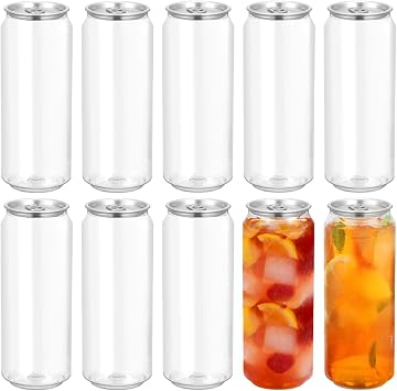 GALPADA Clear Cans with Lids PET Drink Containers Ten Empty Juice Bottles