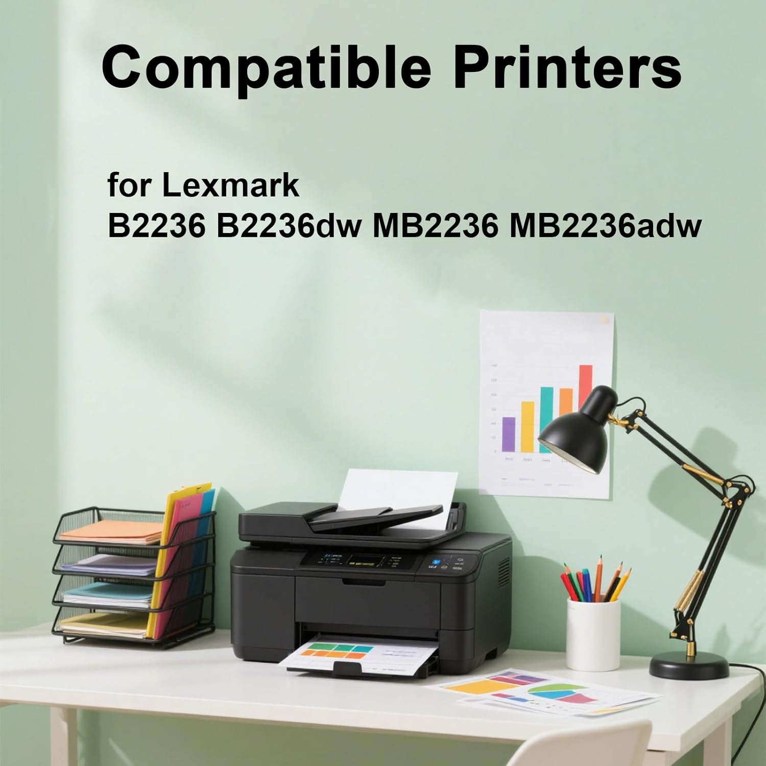 1 Pack LEXB221H00 B221H00 Black High Yield Toner Cartridge Works for Lexmark B2236 B2236dw MB2236 MB2236adw Printer (with New Chip)
