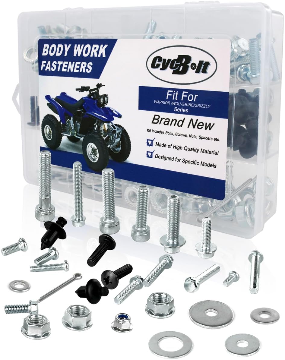 220 PCS ATV Body Bolts Kit Fit for GRIZZLY 550 450 660 700 600 300 125 350 400 80 90, WARRIOR 350, GRIZZLY HUNTER Body Work Screw Bolt Screws Fasteners Set
