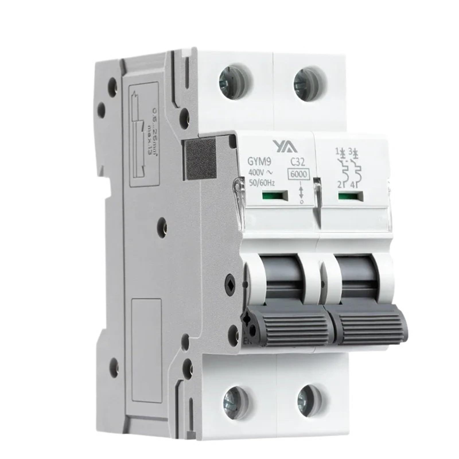Disjoncteur MCB bipolaire GYM9 for rail DIN 230 V 6 A-63 A CA