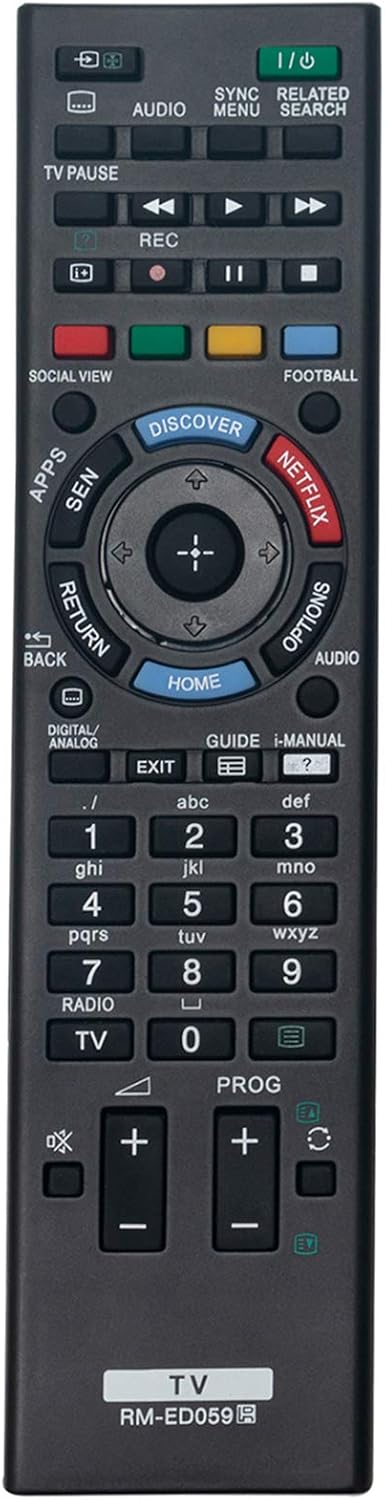 VINABTY RM-ED059 Replacement Remote Fit for Sony LCD TV Bravia KD-65X9005B KD-55X9005B KDL-50W706B KDL-50W705B KDL-42W706B KDL-32W706B KDL-42W705B KDL-32W705B KDL-55W829B KDL-50W829B KDL-55W828B