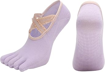 Pilates Toe Socks for Women Non Slip Yoga Socks with Grippers for Barre, Ballet, Dance, Barefoot Workout