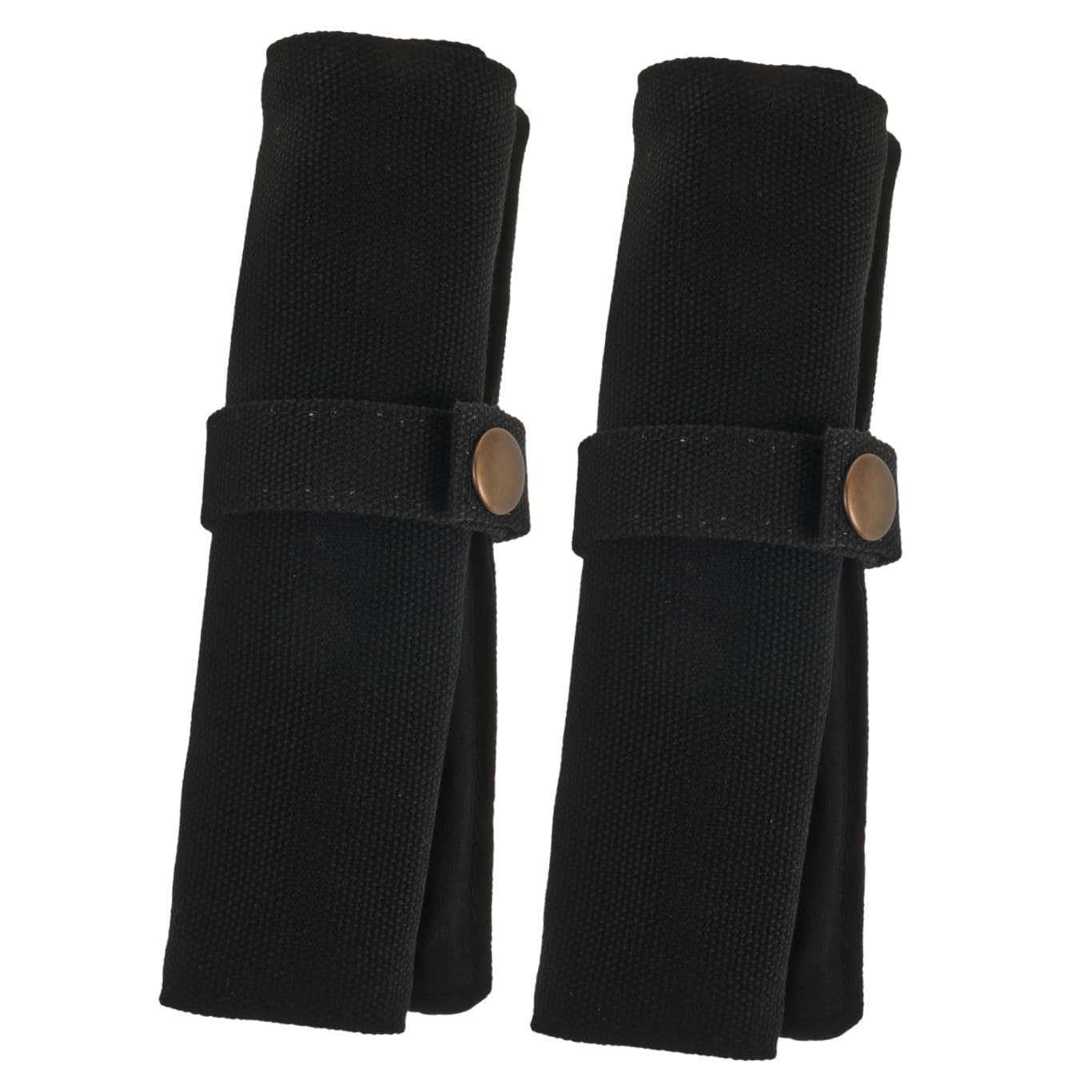 DOITOOL Portamatite a rotolo da 2 pezzi - Astuccio in tela con 5 scomparti e bottone automatico - Portapenne pieghevole nero per scuola, ufficio, penna ad acquerello, diario, cancelleria