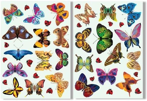 25 Butterflies & 17 Ladybird Window Clings by Articlings - Colourful Non-Adhesive Stickers โ Stop Birds Flying into your Glass