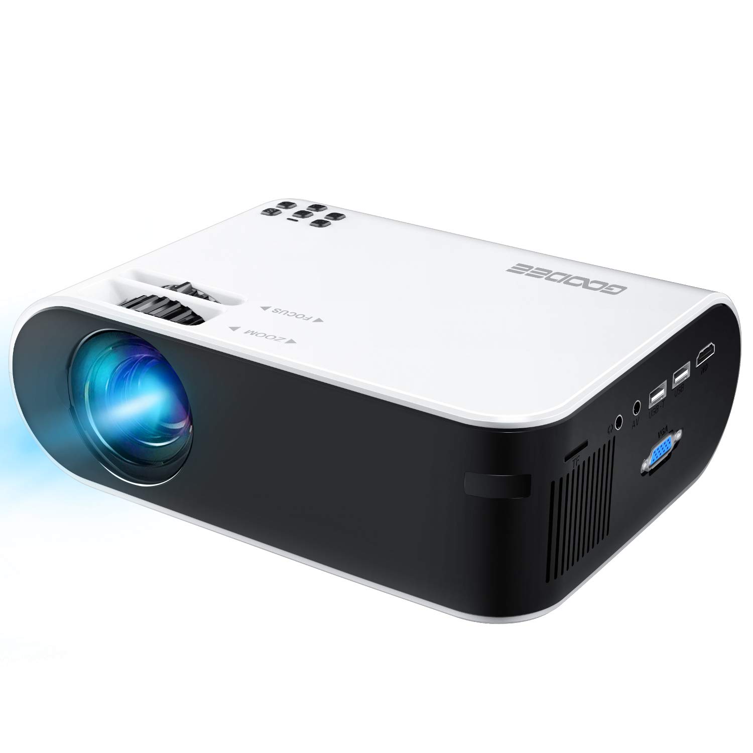 Mini Projector, GooDee W18 WiFi Movie Projector with Synchronize Smartphone Screen with 1080P Support and 200’’ Video Projector Support TV Stick, HDMI, VGA, USB, Laptop, PS4, and iOS/Android Phone