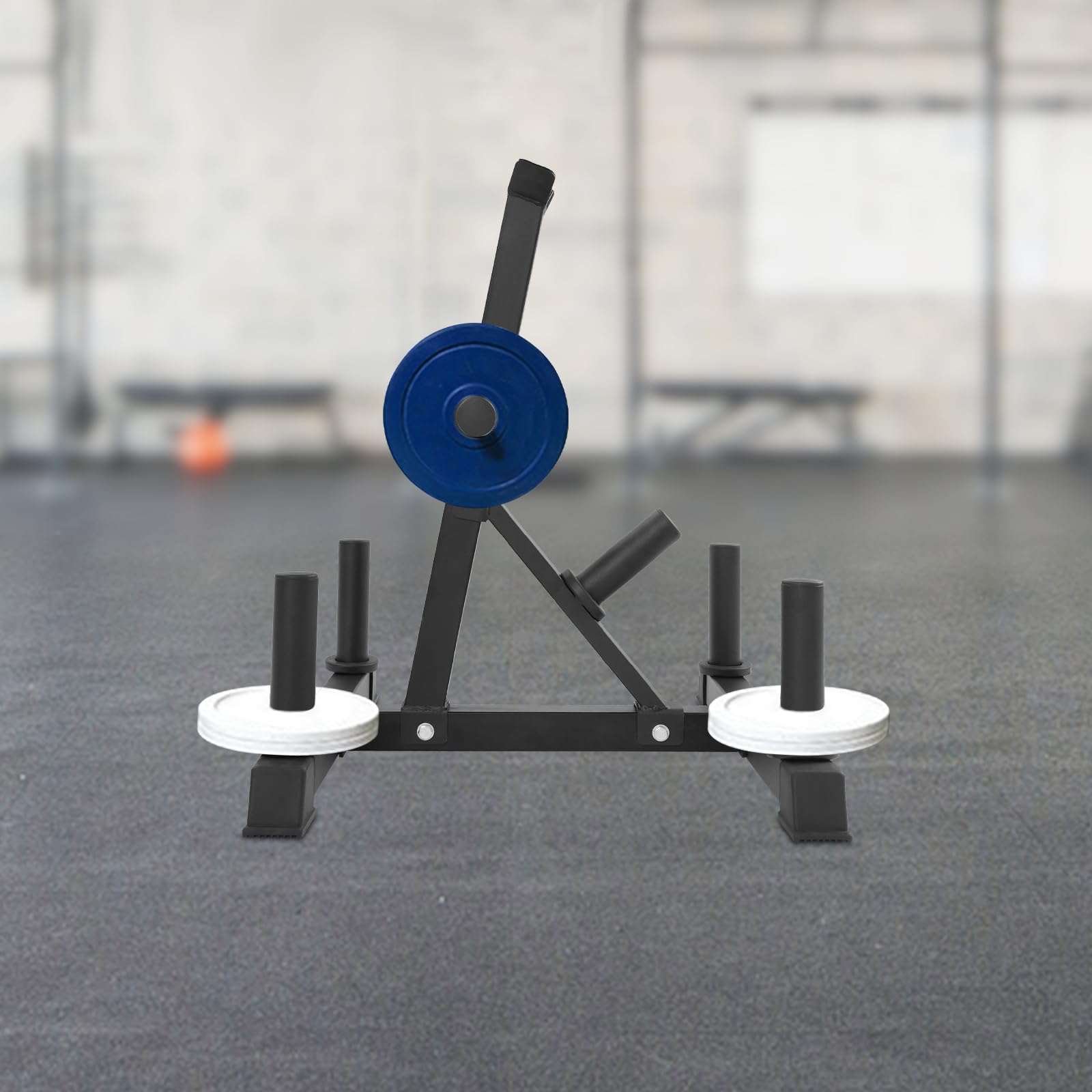 Soporte para discos de pesas con 7 barras de carga y soporte para pesas, estantería de 300 kg para entrenamiento de fuerza, almacenamiento de pesas estable, ahorra espacio en el gimnasio o en casa