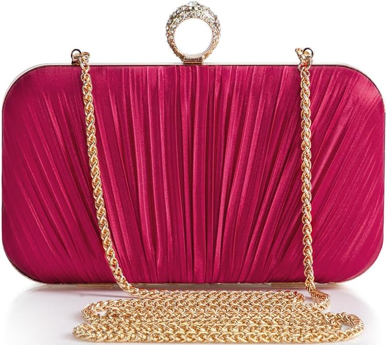 BABEYOND Clutch Purses for Women - Satin Evening Bag Pleated Clutch Handbag for Bride Party Prom Wedding