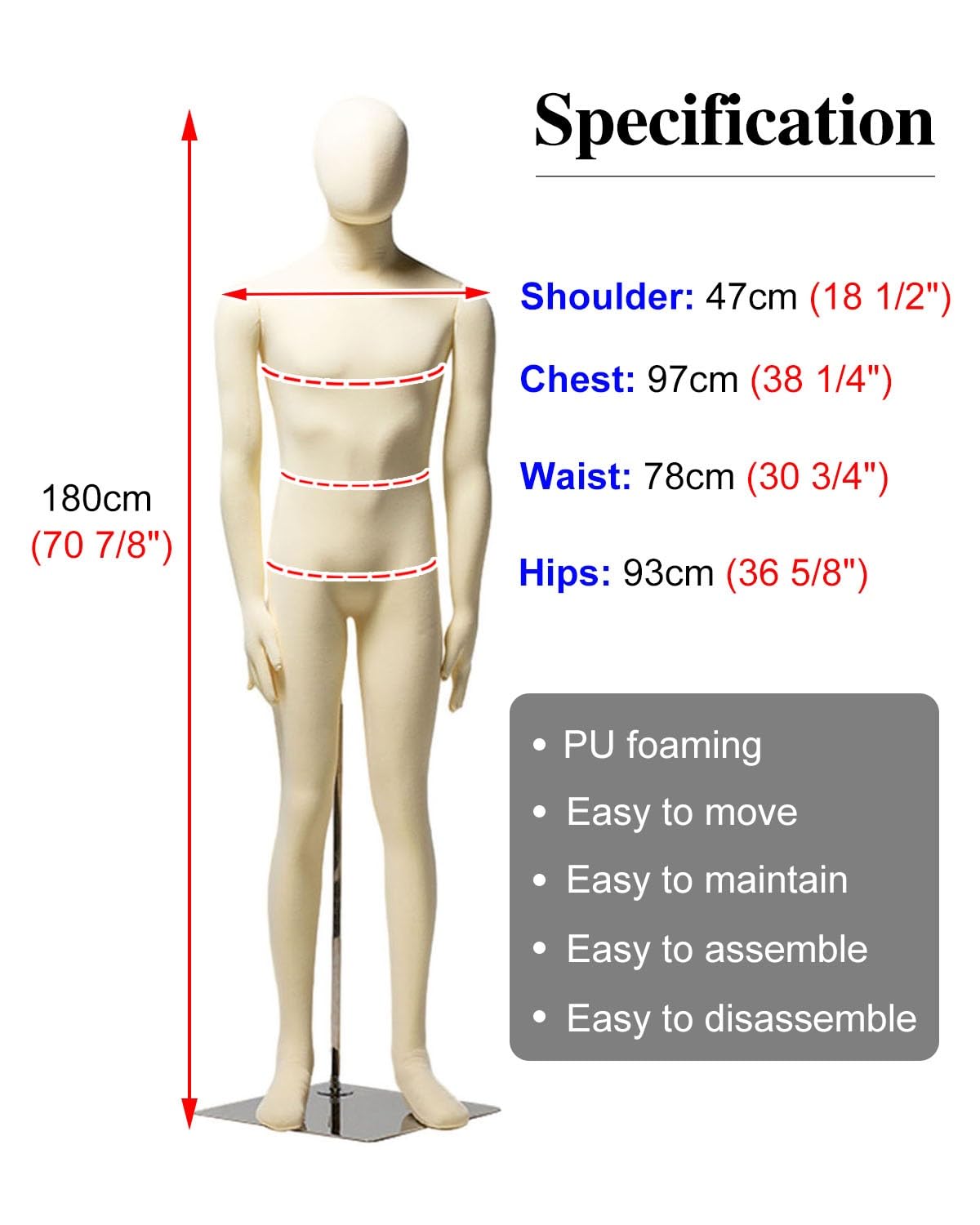 Bewegliche Schaufensterpuppe für den ganzen Körper – flexible Kleiderform Torso für Kleidung, Erwachsenen-Schneiderpuppe, Modell mit Kopf und Armen, ideal für Mode und Einzelhandel