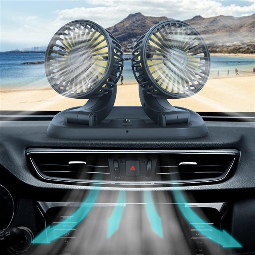 Car Fan Cooling Adjustable Double-head 360 Degree Low Noise Cooler Air Strong Wind Accessories