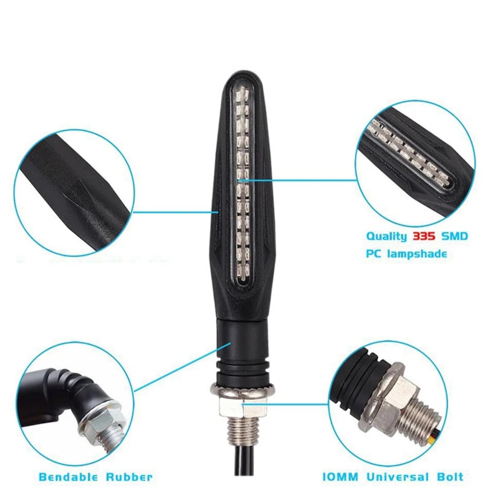 4 pezzi indicatore di direzione del motociclo flusso ambra 12V lampeggiatore anteriore posteriore lampeggiante per sport bici da per cross(B)
