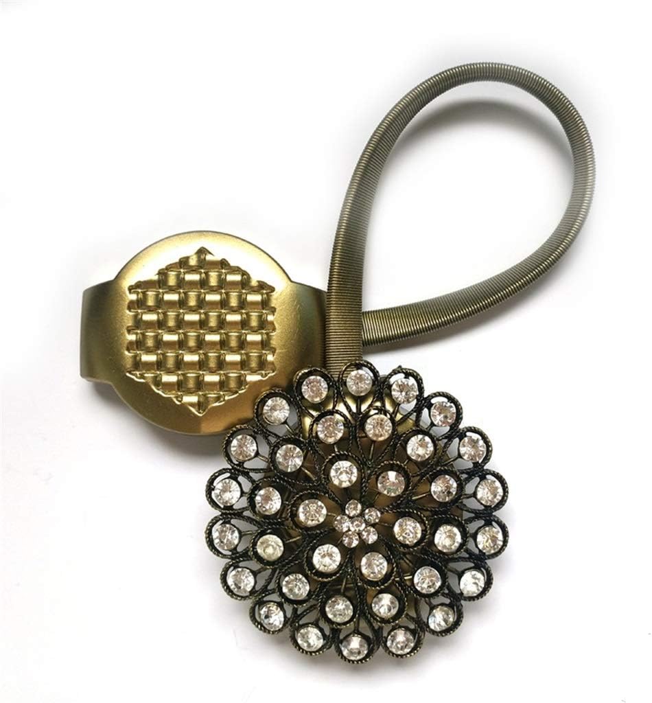 1pcs Flower Design Curtain Accessories Rhinestone Decorative Window Screening Tieback Retractable Metal Curtains Holder(E)