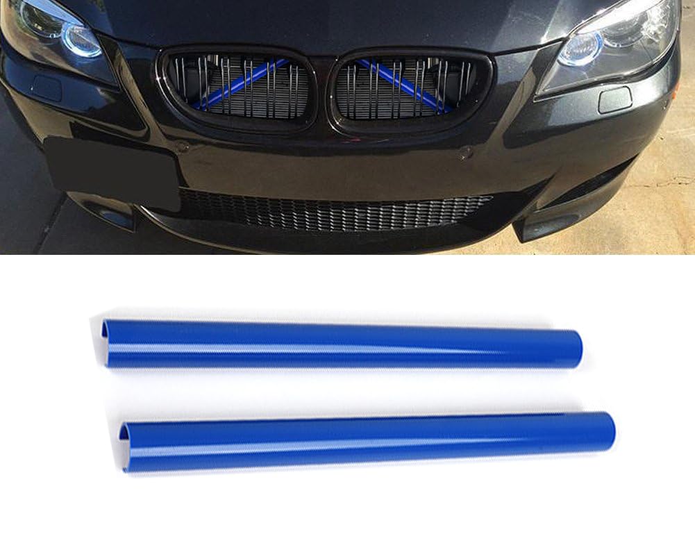 Front Kidney Grill Grilles Insert Trims Stripe for E60 E61 F52 E65 E66(Blue)
