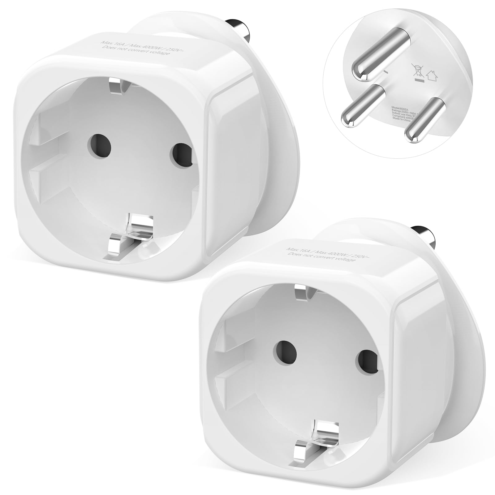 Q2 Power | France to Australia | Adattatore Universale da Viaggio con Presa a Terra | Protezione Anti Scossa KID SAFE | Voltaggio e Potenza Max. 100V- 1000W / 250V-2500W