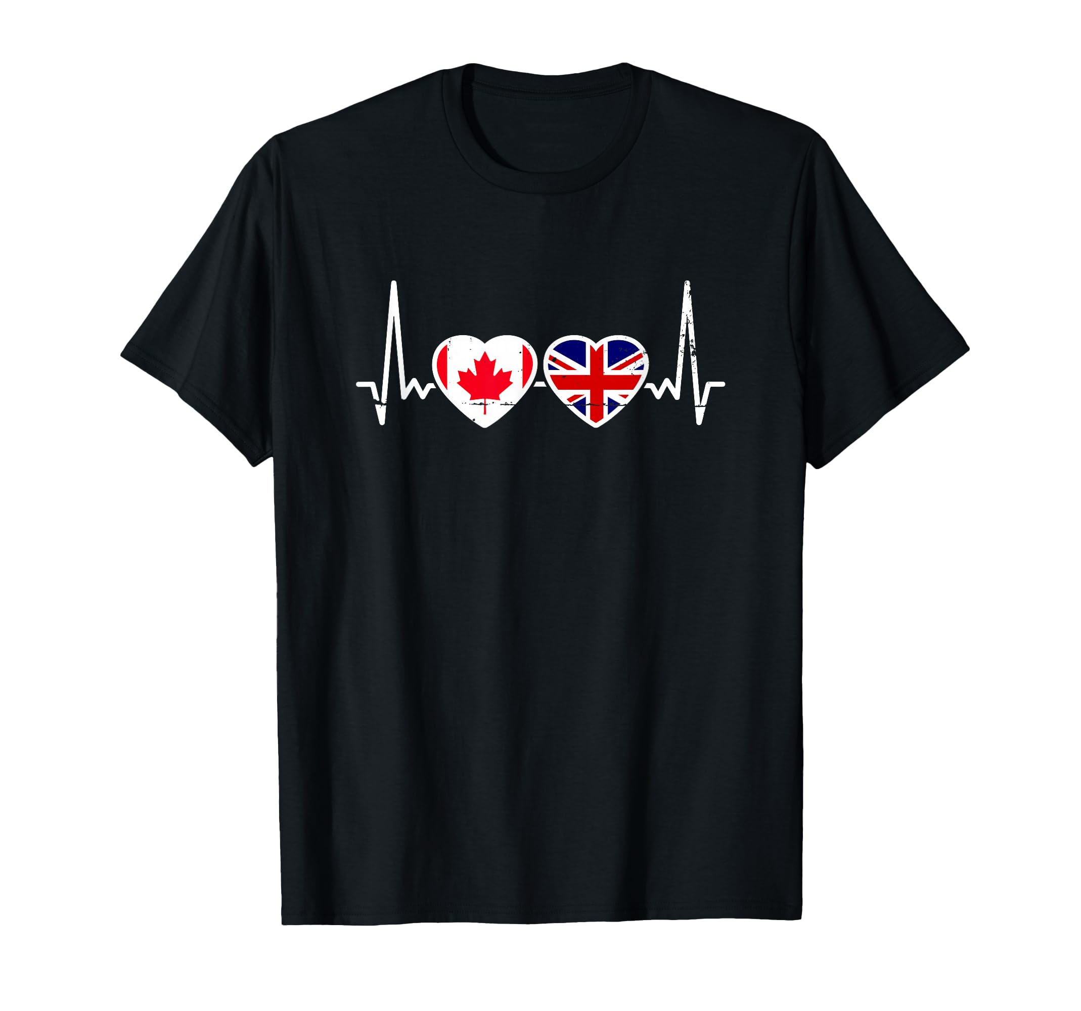Canada UK Vintage Heartbeat Flag British Canadian T-Shirt