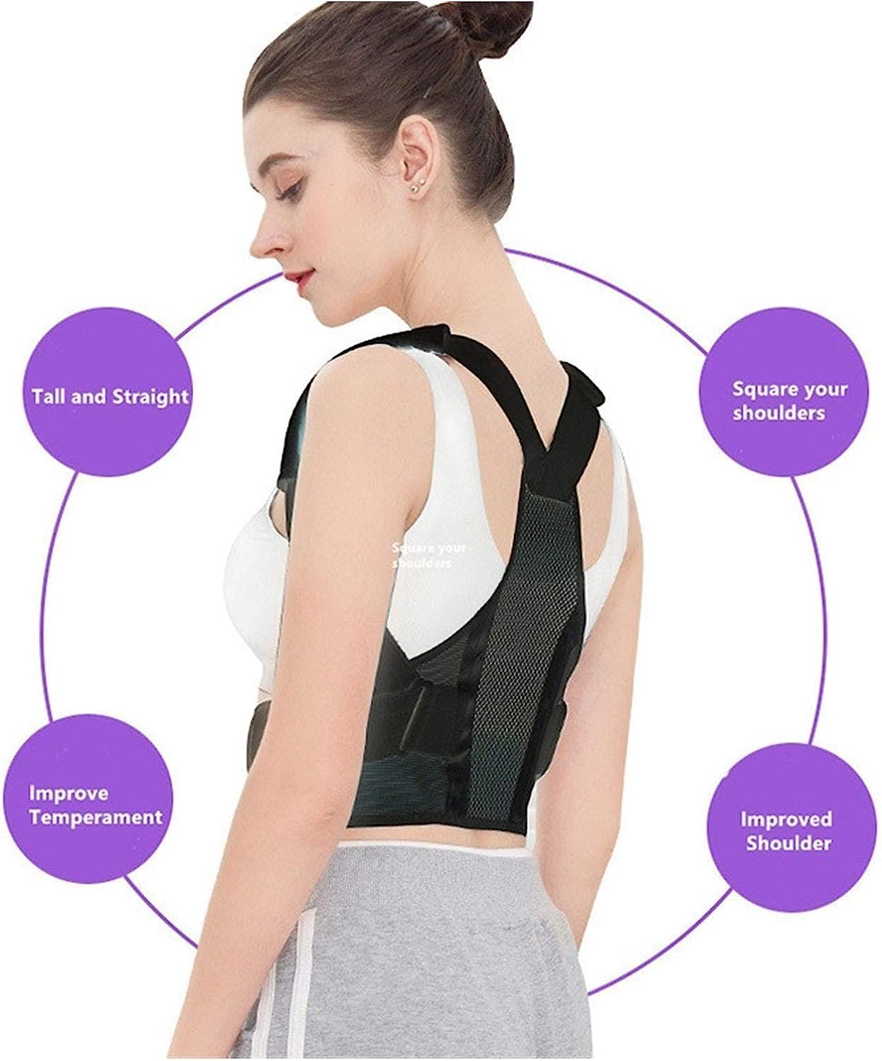 Genérico Cinturón Corrector De Postura, Ajustable para Prevenir La Joroba, Alivia El Dolor De Espalda, Talla L, Unisex (Black The)